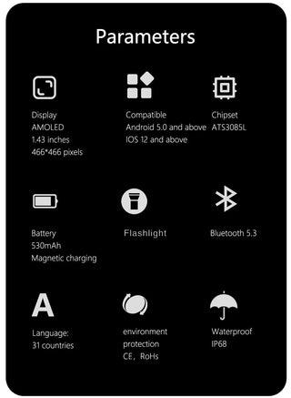 BioSmart® Watch Elite Force VII – Tactical Smartwatch 1.43" Amoled LED Flashlight Compass and Much More!