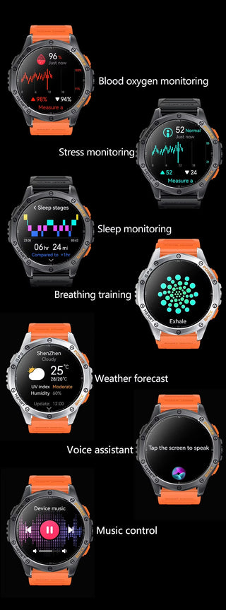 BioSmart® Watch Elite Force VII – Tactical Smartwatch 1.43" Amoled LED Flashlight Compass and Much More!