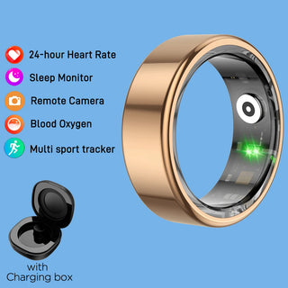 Optima Track Smart Ring - Military Grade Titanium Steel - Health Monitoring IP68 & 3ATM Waterproof Multi-sport Mode