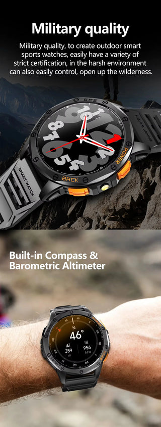 BioSmart® Watch Elite Force VII – Tactical Smartwatch 1.43" Amoled LED Flashlight Compass and Much More!