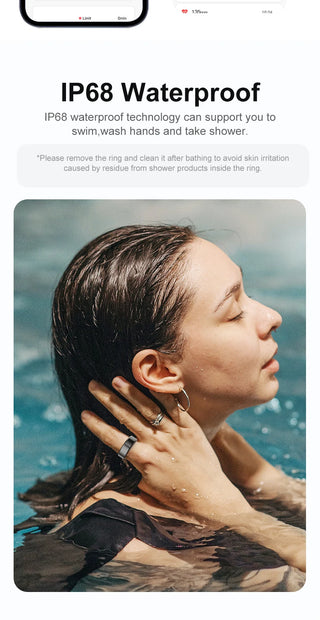 Optima Track Smart Ring - Military Grade Titanium Steel - Health Monitoring IP68 & 3ATM Waterproof Multi-sport Mode