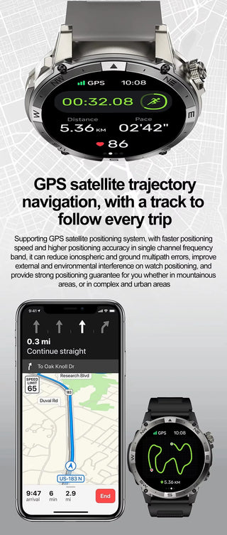 Velocity Pro GT Smart Watch with AMOLED Screen and BT Calling, Altitude, Barometric Pressure, GPS Motion Positioning, Compass