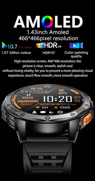 BioSmart® Watch Elite Force VII – Tactical Smartwatch 1.43" Amoled LED Flashlight Compass and Much More!