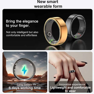 Optima Track Smart Ring - Military Grade Titanium Steel - Health Monitoring IP68 & 3ATM Waterproof Multi-sport Mode