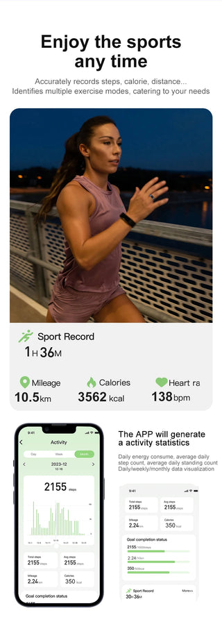 Optima Track Smart Ring - Military Grade Titanium Steel - Health Monitoring IP68 & 3ATM Waterproof Multi-sport Mode