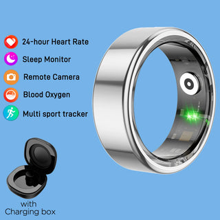 Optima Track Smart Ring - Military Grade Titanium Steel - Health Monitoring IP68 & 3ATM Waterproof Multi-sport Mode