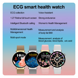 BioSmart® Ladies Grace ECG Health Smart Call Watch Blood Oxygen Monitoring Voice Assistant and Physiological Cycle Record