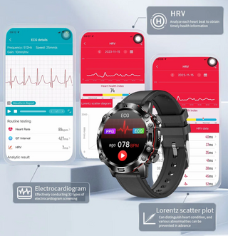 BioSmart® Watch Wellness Elite - Advanced Health Tracker | ECG, HRV, Blood Pressure and Sports Tracking