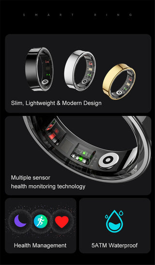 Aurora Smart Ring with Skin Temp Fertility Tracking - Health Sleep Monitor Smart Ring