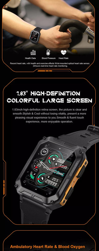 BioSmart TitanX Smart Watch for Men 1.83 inch Large Screen with Health and Fitness Monitoring and Bluetooth Calling