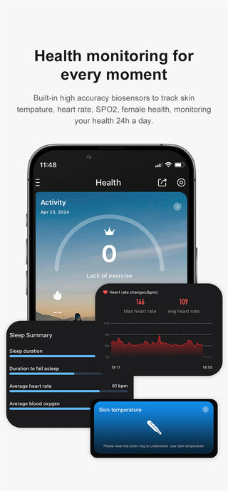 Aurora Smart Ring with Skin Temp Fertility Tracking - Health Sleep Monitor Smart Ring